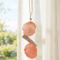 Artikel Maritieme decoratiehanger Capiz schelpen drijfhout oranje naturel 35cm