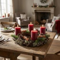 Artikel Decoratieve krans, deurkrans, natuurlijke krans, eikenmos, Ø30cm, adventskrans, kerstkrans