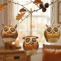 Artikel Charmante uilenornamenten – Rustieke bruine tinten, 5,6 cm – Perfecte decoratie voor de herfst en Kerstmis – 3 stuks