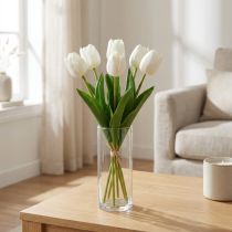 Artikel Witte Tulpen Decoratie Real Touch Kunstbloemen Lente 49cm 5 st