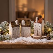 Artikel Decoratieve keramische huisjesset, miniatuurhuisjes om neer te zetten, 7 cm, 3 stuks