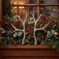 Artikel Kunstmatige decoratieve geweien, rustieke kerstversiering, 29 cm, 2 stuks
