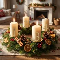 Artikel Kaarsenring met cijfers voor een adventskrans, 3 cm, 4 stuks