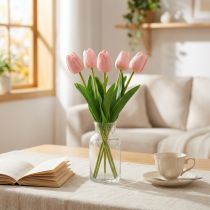 Artikel Kunstbloemen tulp roze, voorjaarsbloem 48cm bos van 5