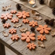 Artikel Strooidecoratie hout bloemen bloesem oranje zomer Ø2–6cm 20 st