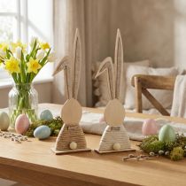 Artikel Konijntjes met glitter houten konijntjes tafeldecoratie Pasen H36cm 2st