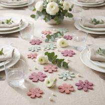 Artikel Strooidecoratie tafel bloemen hout wit roze paars 3,5cm 36st