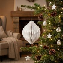 Artikel Honingraatbal Kerstbal papier wit FSC Ø15cm H20cm