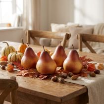 Artikel Decoratieve peer, geelbruin, herfst, oogst, tafeldecoratie set van 4, Ø8,5cm