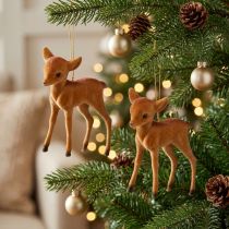 Artikel Decoratief figuur rendier jong bruin 7,5cm geflockt 2 st