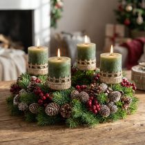 Artikel Kaarsenhouder Adventskrans antiek goud Ø7cm H12cm 4 stuks