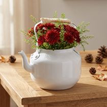 Artikel Decoratieve theepot, plantenpot, metaal, wit, shabby chic, Ø8,6 cm, H16 cm, vintage decoratieve bloempot