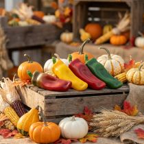 Artikel Paprika-etalagedecoratie, groentedecoratie, diverse kleuren, H14cm, 4 stuks