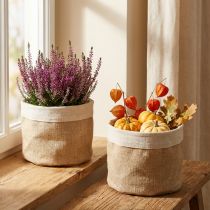 Artikel Plantenbak Jute Stoffen Mand Utensilo Naturel Ø21cm H19cm 3st