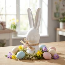Artikel Konijnenkop decoratie Paashaas wit konijn keramiek 17cm