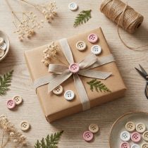 Artikel Decoratieve knopen voor knutselen Hout Ø2cm Crème Roze Wit 210 stuks