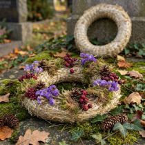 Artikel Strokrans blanco 35cm Robuuste DIY decoratie 2-delige set