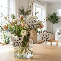 Artikel Decoratieve hanger hart bloem vlinder wit naturel 9cm 3st