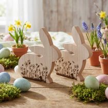 Artikel Bunny Wood Zittend Bloemenpatroon Naturel Wit 24×24cm 2 st