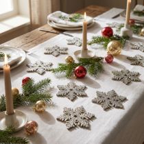 Artikel Sneeuwvlokkenhout 4cm licht goud met mica 72 st