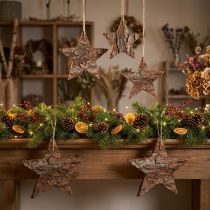 Artikel Decoratieve sterren om op te hangen grenen sterren naturel 15cm 4 st