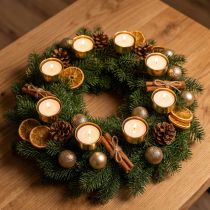 Artikel Theelichthouder om in te steken metaal goud H9cm 8 st