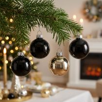 Artikel Mini kerstboomballen glazen ballen zwart 30mm 9st