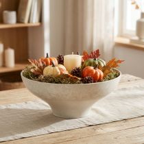 Artikel Decoratieve schaal met voet kunststof kom rond crème Ø19cm H8cm