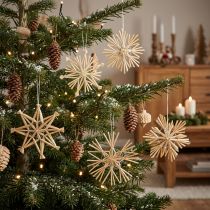 Artikel Kerststro sterren kerstboomversiering 8cm 12 stuks