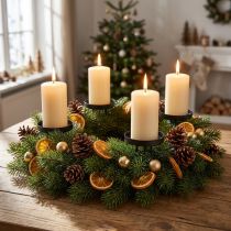 Artikel Kaarsenhouder Adventskrans metaal mat zwart Ø8cm 4 stuks