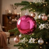 Artikel Kerstbal kunststof grote kerstboombal roze Ø14cm