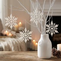 Artikel Sneeuwvlokdecoratie witte glitter ijskristallen 10cm 12 st