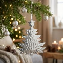 Artikel Kerstboomhanger, adventsdecoratie, metalen decoratie voor Kerstmis, zilver 20,5×15,5cm