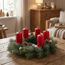 Artikel Kunstmatige kerstkrans, decoratieve krans, mat, Ø25cm, deurkrans, adventskrans, glitter