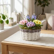Artikel Decoratieve ronde plantenmand Ø20cm Wit Bruin Lentedecoratie