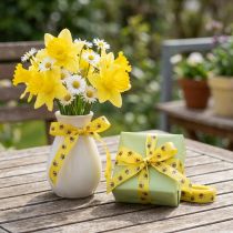 Artikel Decoratief lint lente geel, lint met bijen B15mm L20m