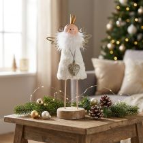 Artikel Engel figuur Kerstdecoratie hout metaal wit goud H20.5cm