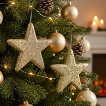 Artikel Kerstdecoratie ster hanger gouden glitter 18,5cm 4st