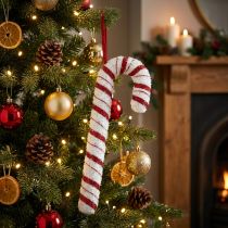 Artikel Deco Zuurstok Kerst Rood Wit Gestreept H34cm