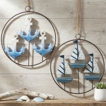 Artikel Decoratieve metalen ring voor het ophangen van zeilboten/ankers Ø18cm 2 stuks