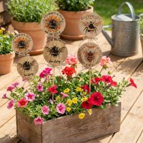 Artikel Bloemsteker houten bij siersteker met spreuk 7x27,5cm 12 stuks