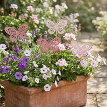 Artikel Tuinsteker vlinder metaal roze H30cm 6st
