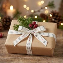Artikel Cadeaulint Kerst Kerstlint Hohoho wit 15mm 20m
