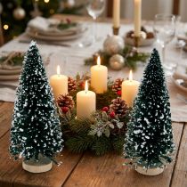 Artikel Decoratieve dennenboom met sneeuw, kerstdecoratie, Advent H13cm Ø5,5cm 2 st