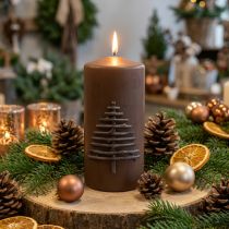 Artikel Kerstkaars, donkerbruin, 150/70mm, Adventsdecoratie, kaarslicht