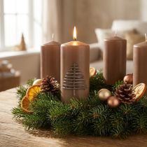 Artikel Kerstkaars, bruin, kerstboom, 150x70mm, Advent