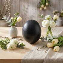 Artikel Struisvogelei decoratie uitgeblazen Paasdecoratie zwart Ø12cm H14cm