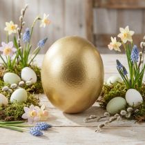 Artikel Struisvogelei decoratie uitgeblazen Paasdecoratie goud Ø12cm H14cm