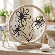 Artikel Metalen bloemen tafeldecoratie hout metalen veerdecoratie H19cm