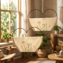 Artikel Hart metalen ring lus decoratieve ring om op te hangen met wilde kruiden B31,5cm 2st